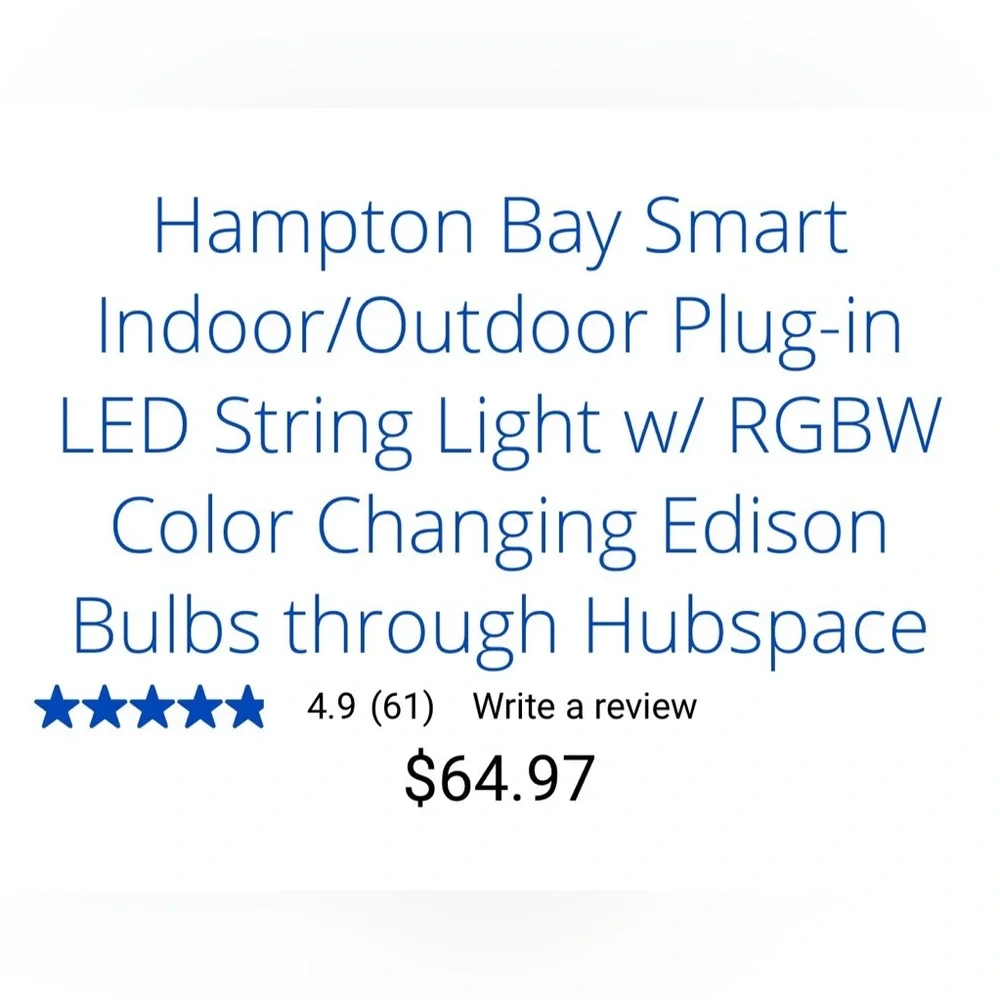 HAMPTON BAY SMART 24FT LED MULTICOLOR CHANGING PLUG-IN STRING LIGHTS 🌟NIB🌟
